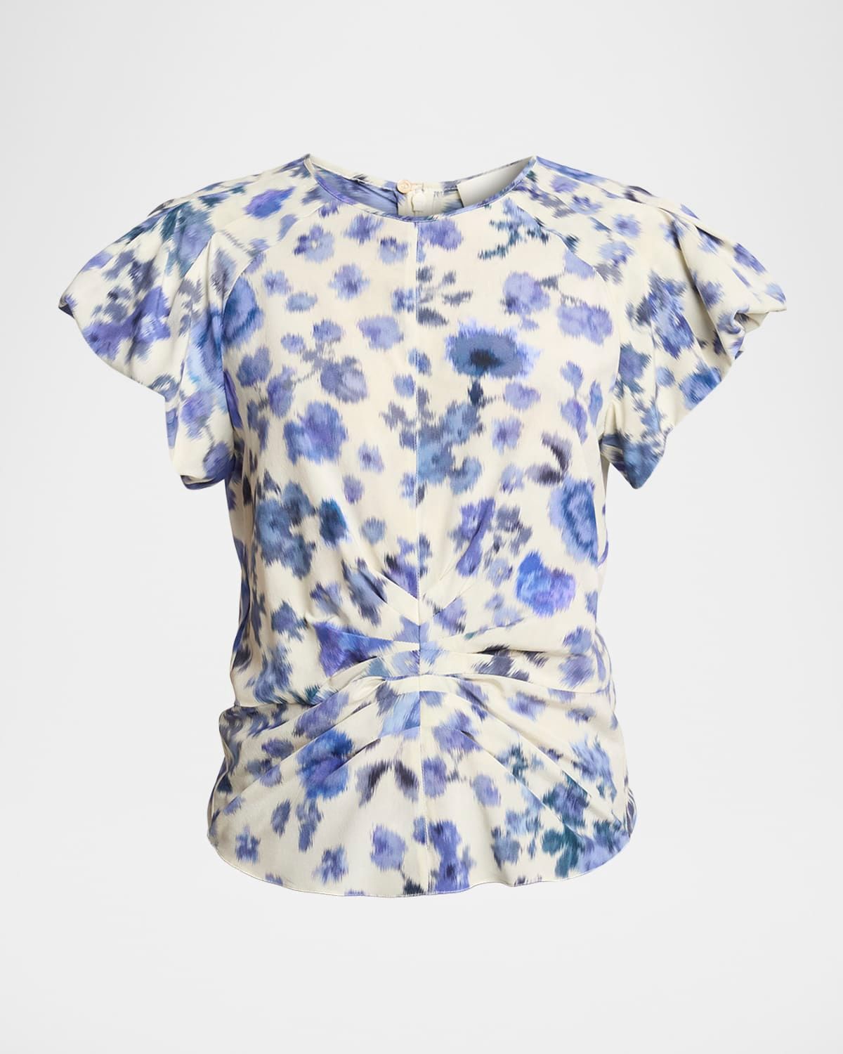 Tullya Printed Draped Stretch Silk Top