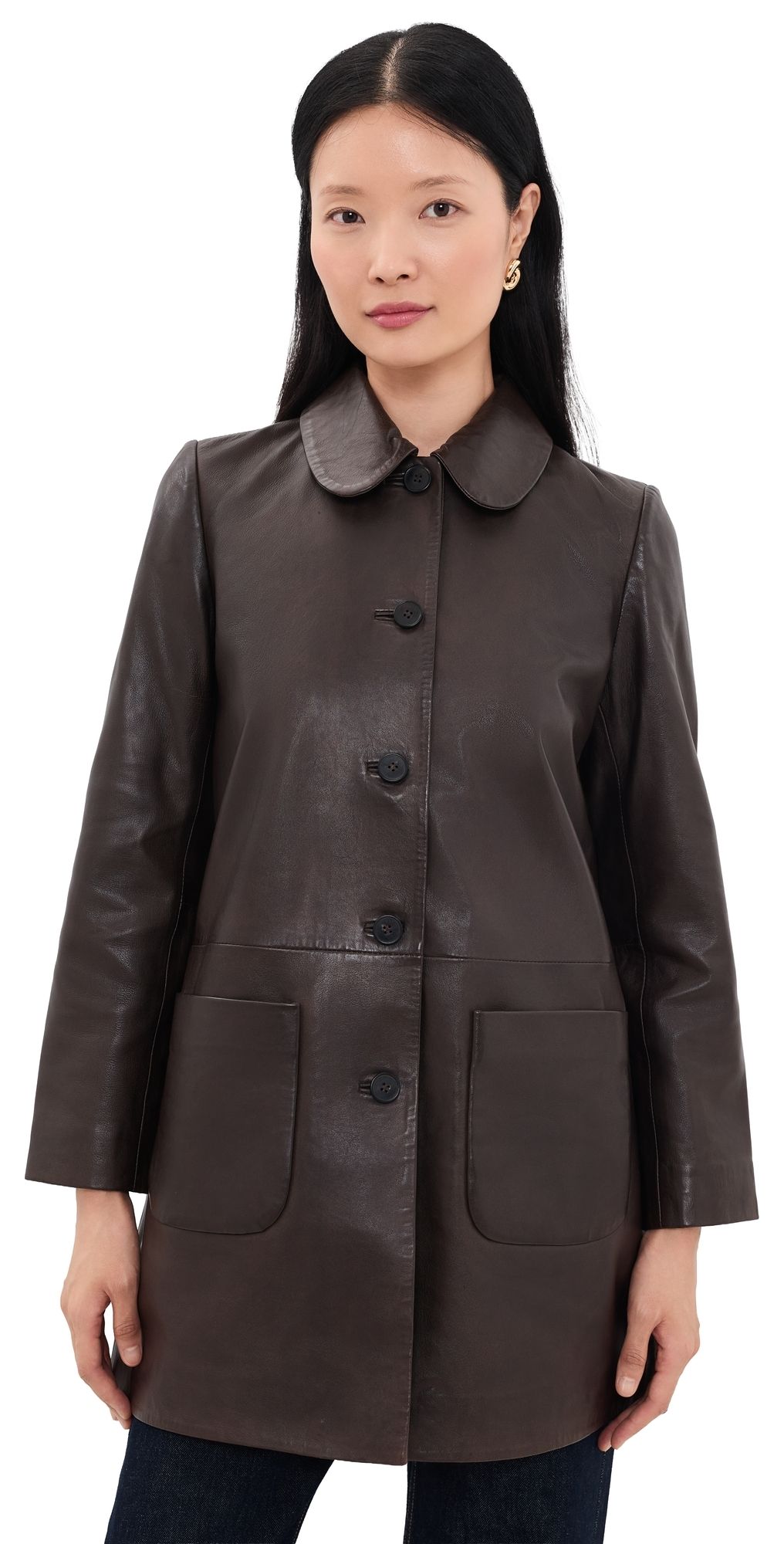 ba & sh Madie Leather Coat Marron 1