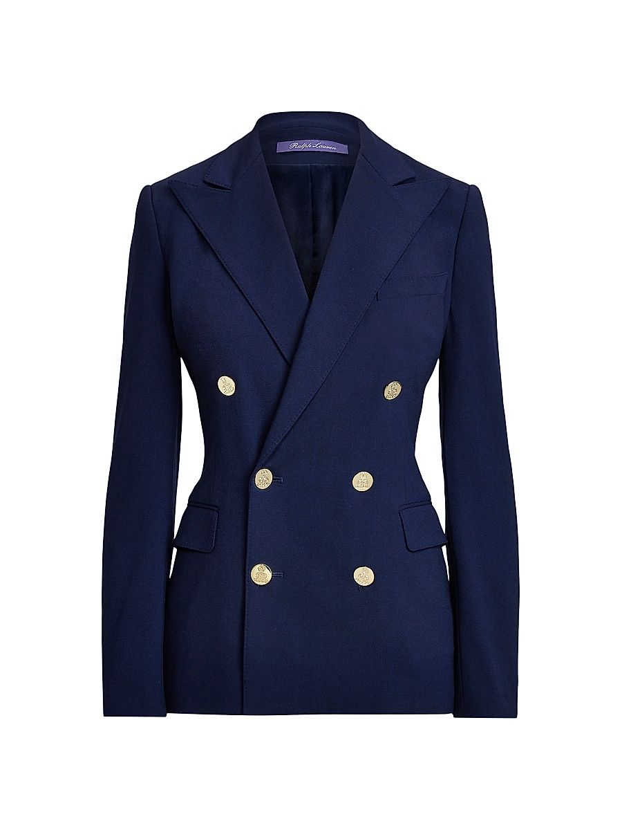 Women's Camden Cashmere Double-Breasted Jacket - Navy - Size 6