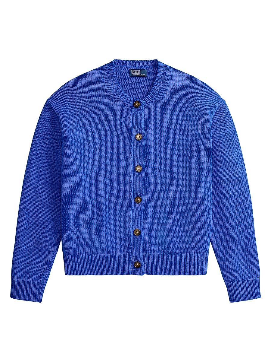 Women's Knit Linen-Blend Cardigan - Gala Blue - Size XS