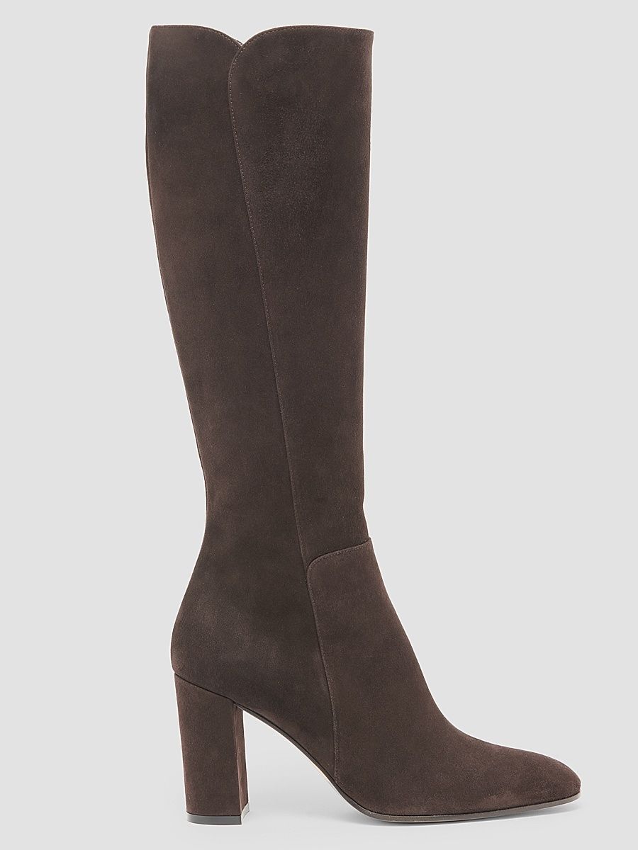 Women's Camoscio 85MM Suede Knee-High Boots - Dark Brown - Size 11.5