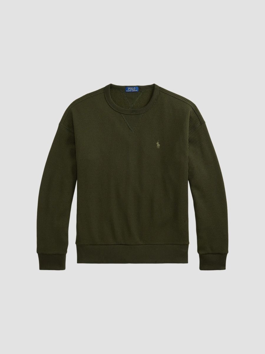 Polo Ralph Lauren Men's Waffle-Knit Sweatshirt - Company Olive - Size XL