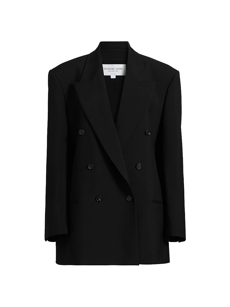 Women's Shawn Virgin Wool Double-Breasted Blazer - Black - Size 8