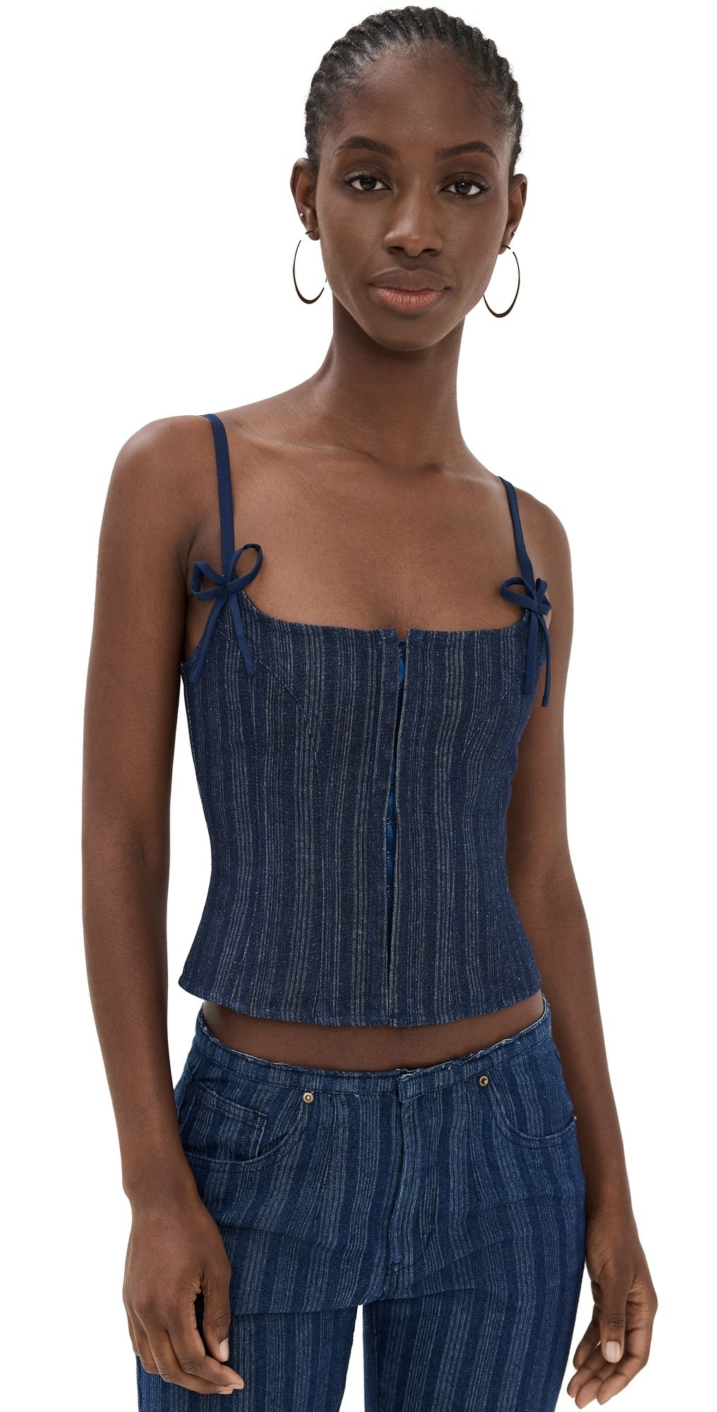 Lioness Charismatic Denim Corset Dark Pinstripe S