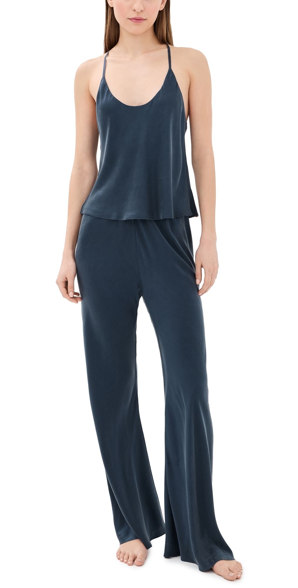 Lunya Silk Pajama Set Deep Blue XS