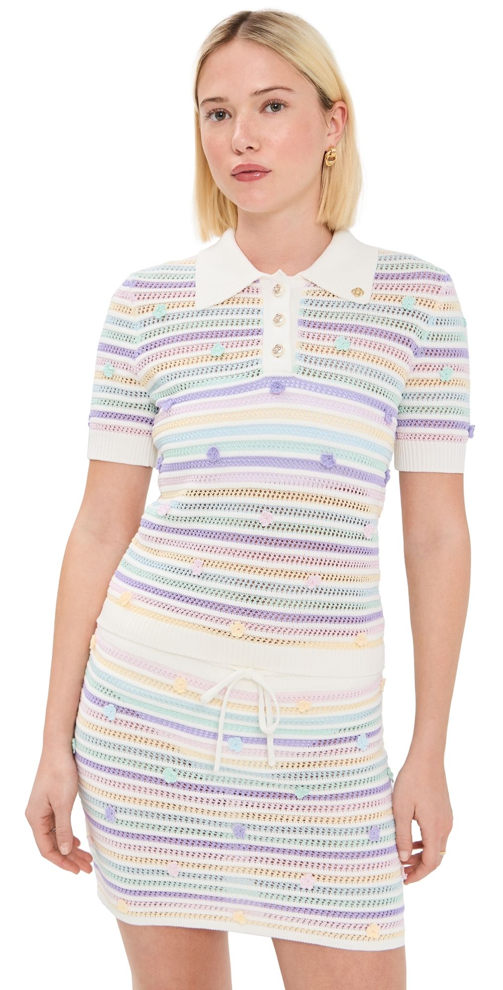 Casablanca Flower Crochet Polo Cotton Multi XS