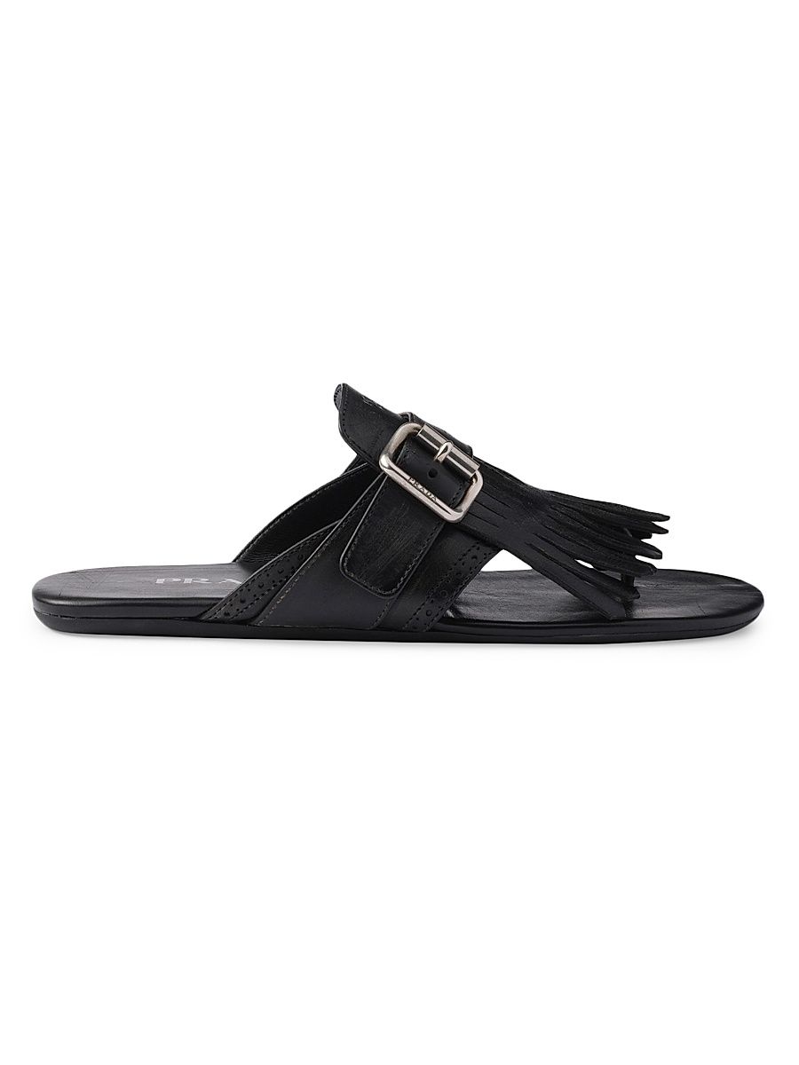 Women's Shuffle Leather Thong Sandals - Black - Size 6.5