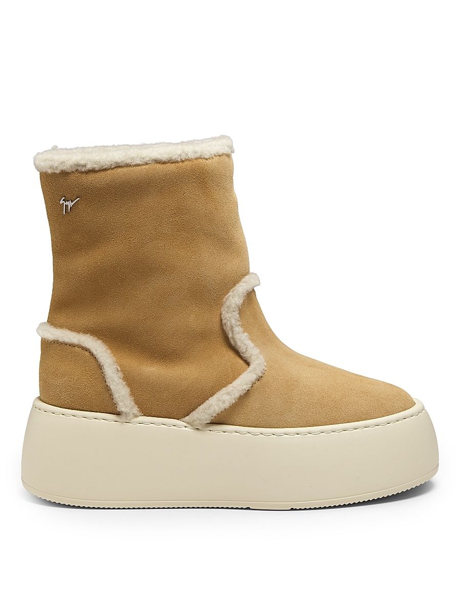 Women's Shearling 40MM Platform Booties - Saiwa - Size 10
