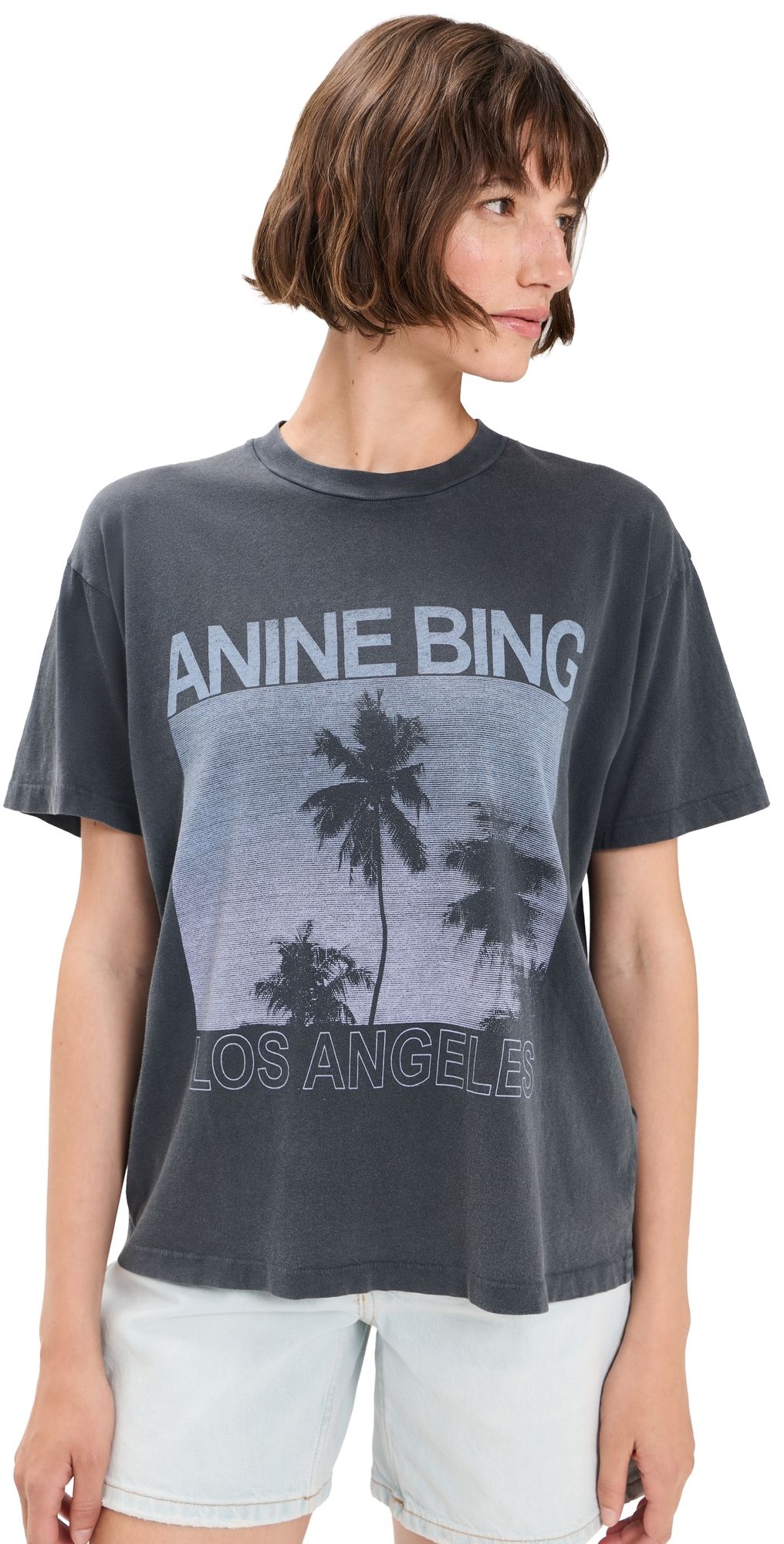 ANINE BING Cade Palms Tee Washed Grey S