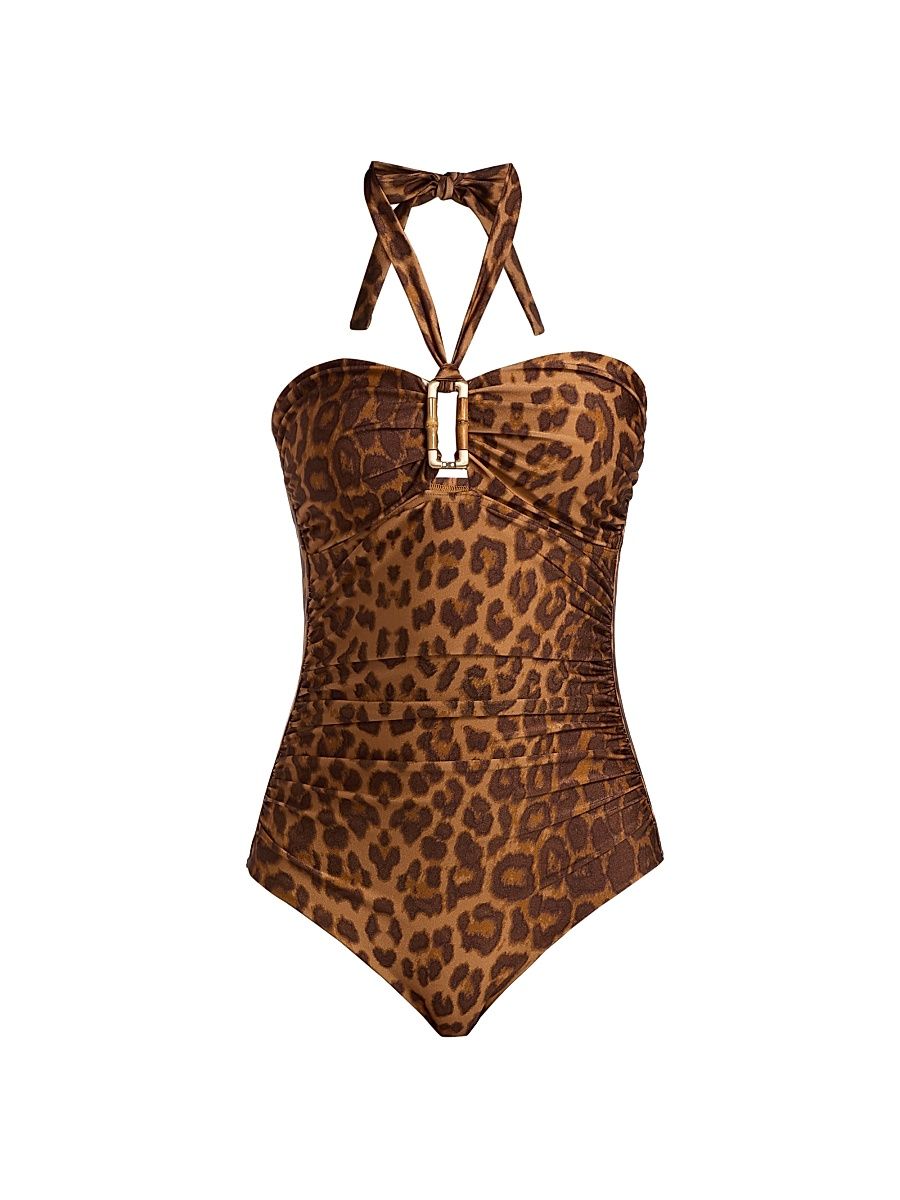 Women's Mahon Bamboo-Link One-Piece Swimsuit - Leopard - Size 8