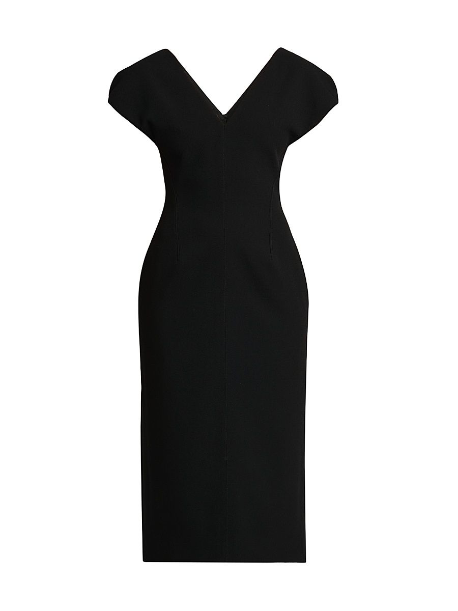 Women's Wool Sable Midi-Dress - Black - Size 8