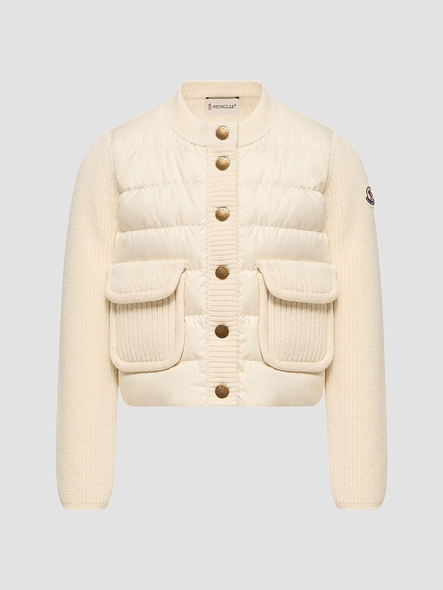 Little Girl's & Girl's Down-Filled Cardigan in Wool & Cashmere - White Ivory - Size 14