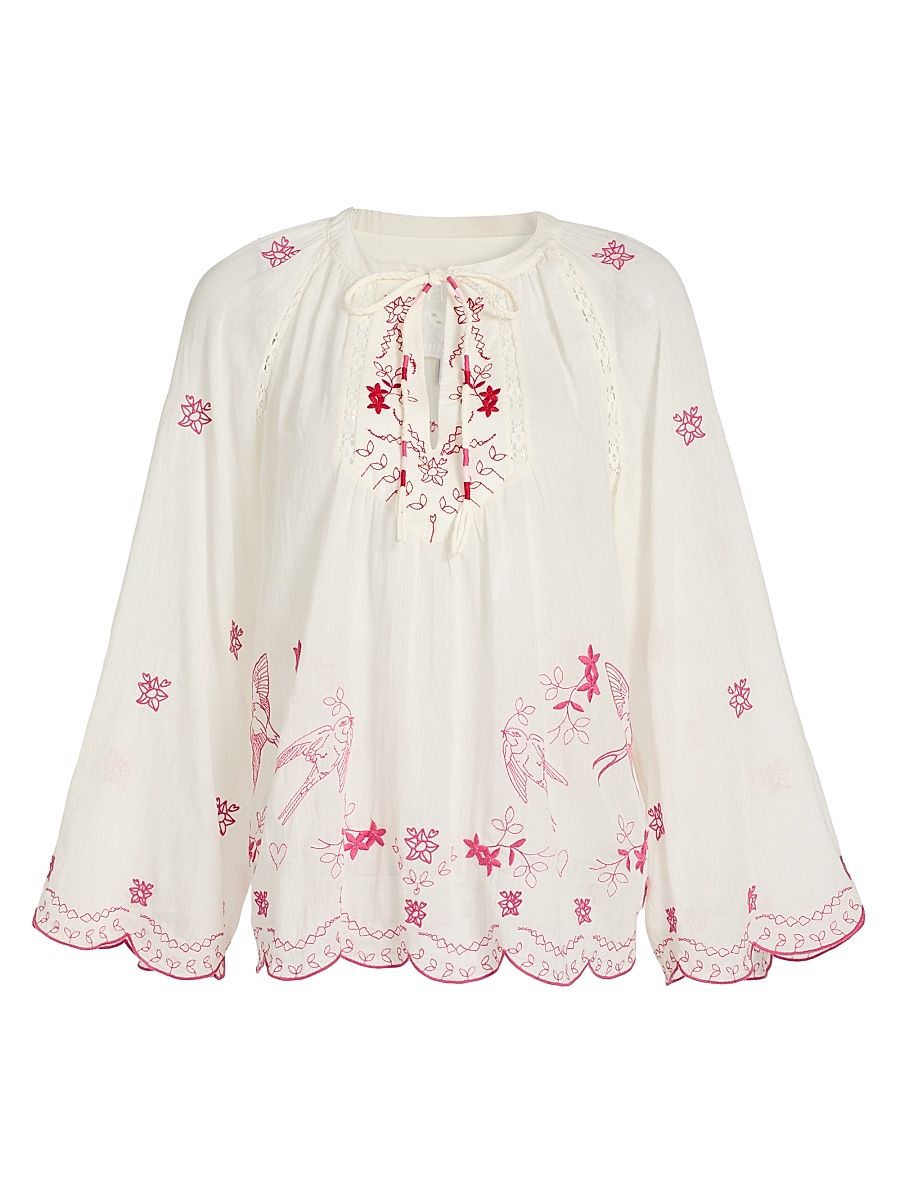 Women's Jasmine Honey Laney Scallop Blouse - Off White - Size XXL