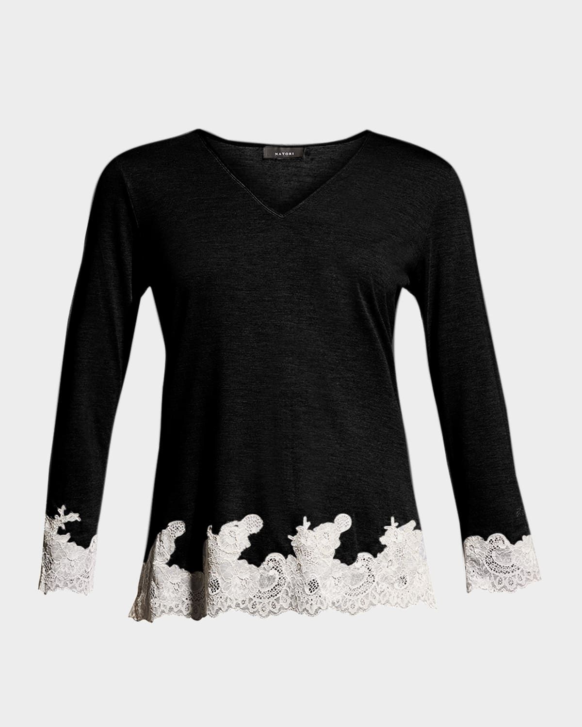 Shangri La Luxe Lace-Trim Pajama Set