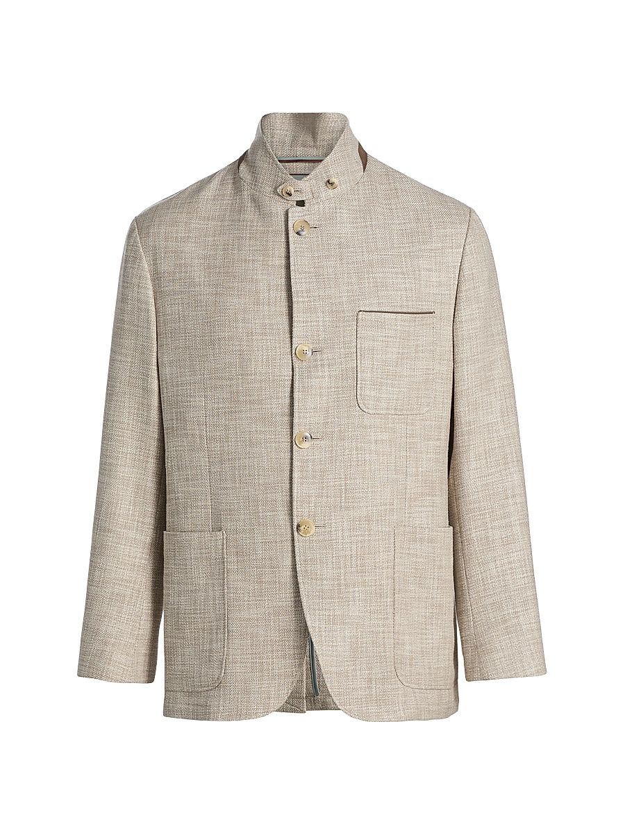 Men's Bruma Textured-Weave Hybrid Patch Jacket - Tan - Size 38