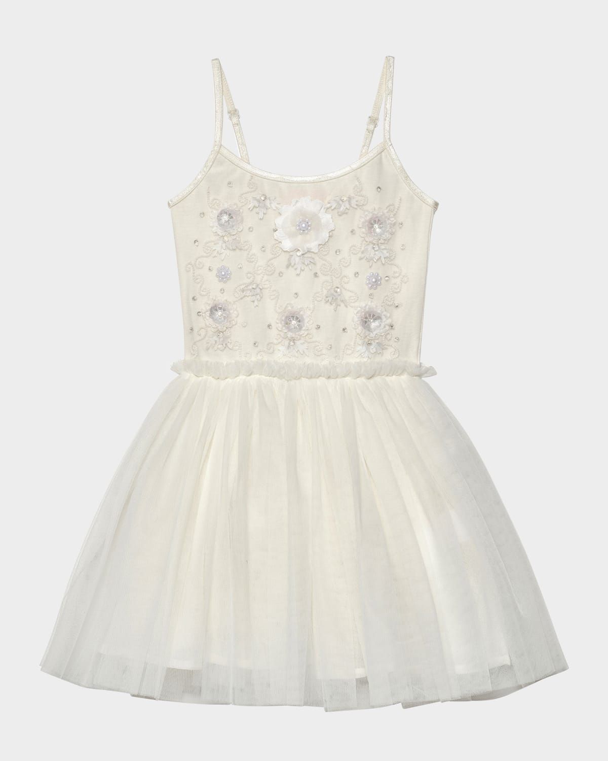Girl & apos;s White Lotus Embellished Tutu Dress, Size 6M-24M
