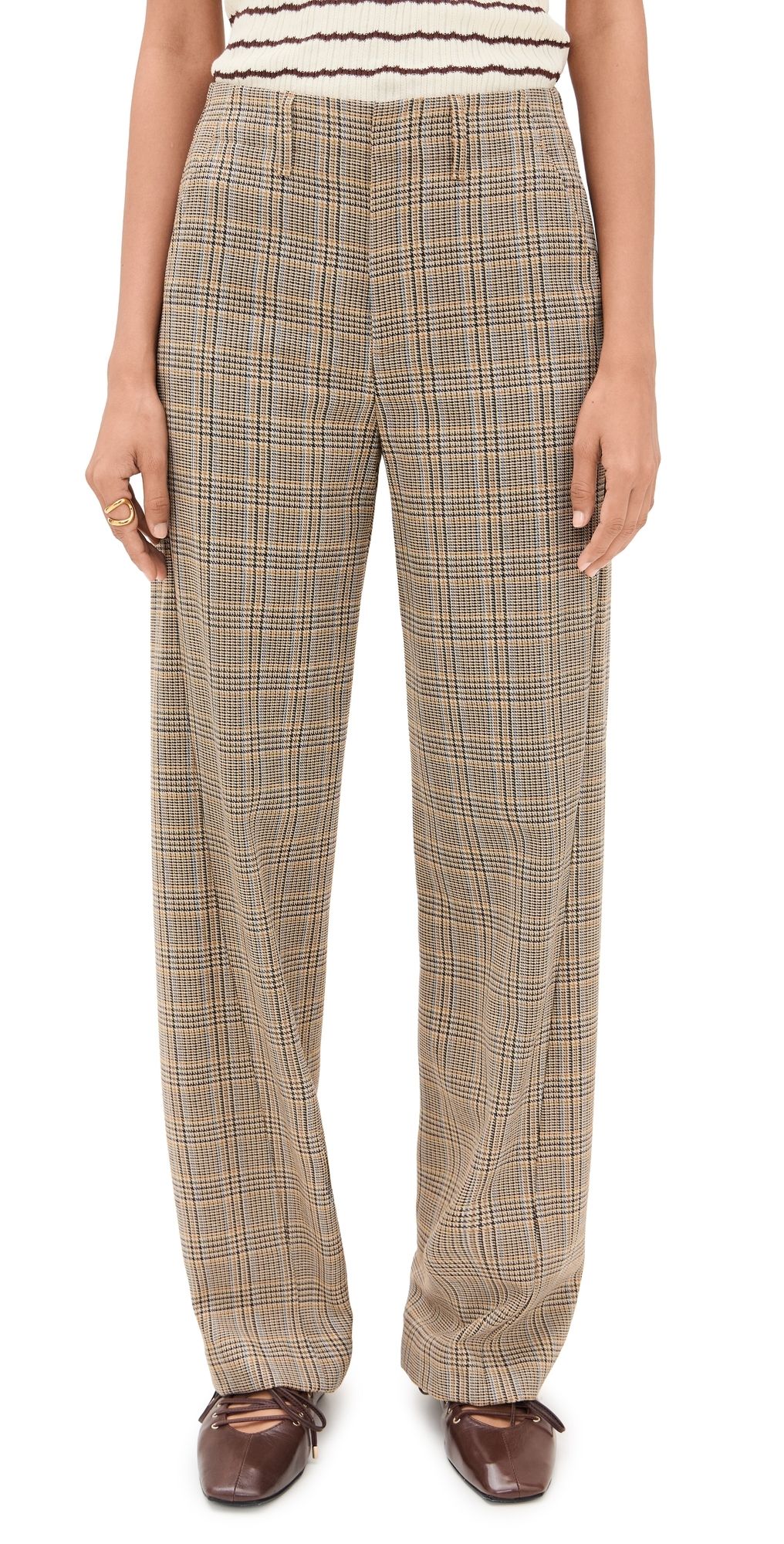 rag & bone Shea Plaid Pants Tan Multi 2