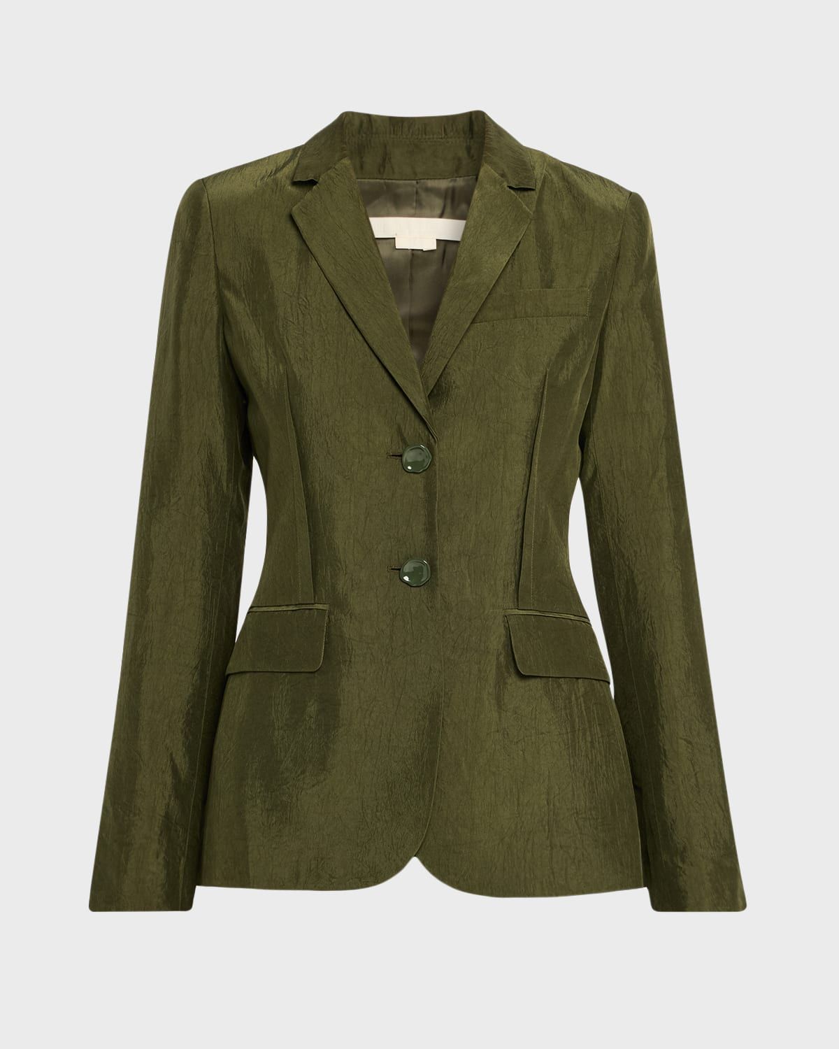 Crinkled Satin Single-Breasted Blazer