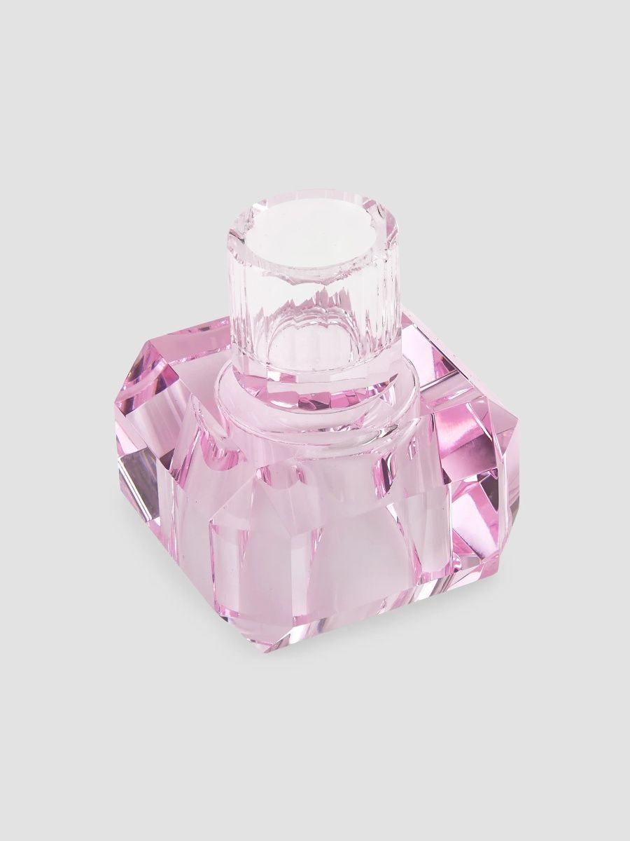 Tizo Crystal Glass Stackable Candle Holder - Hot Pink