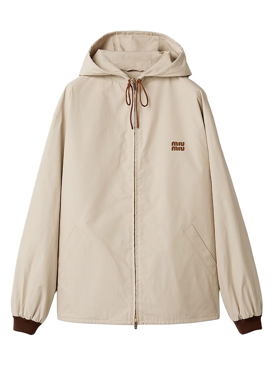Women's Single-Breasted Panama Cotton Caban Jacket - Beige Khaki - Size 2