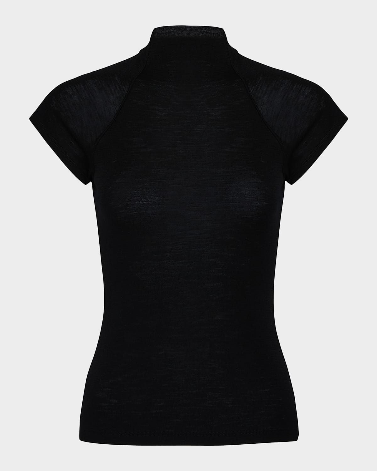 Raglan Cap-Sleeve Wool Top