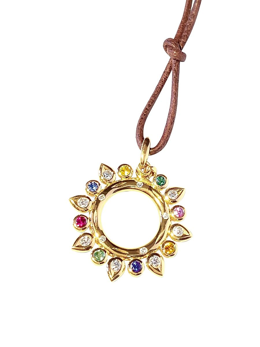 Women's Gypsy Candy 18K Yellow Gold, Diamond & Sapphire Pendant - Yellow Gold Multi