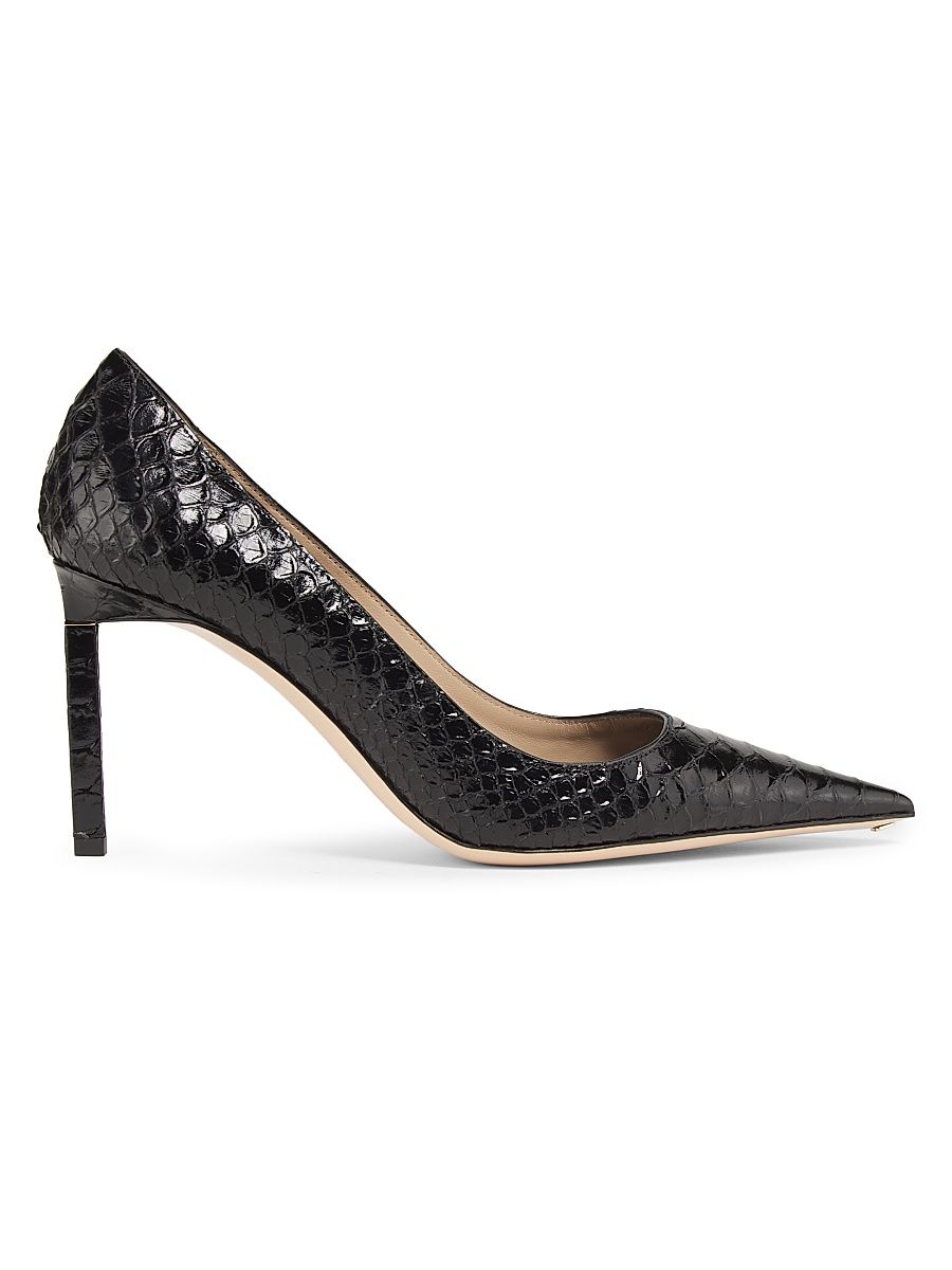 Women's 85MM Python-Embossed Stiletto Pumps - Black - Size 12