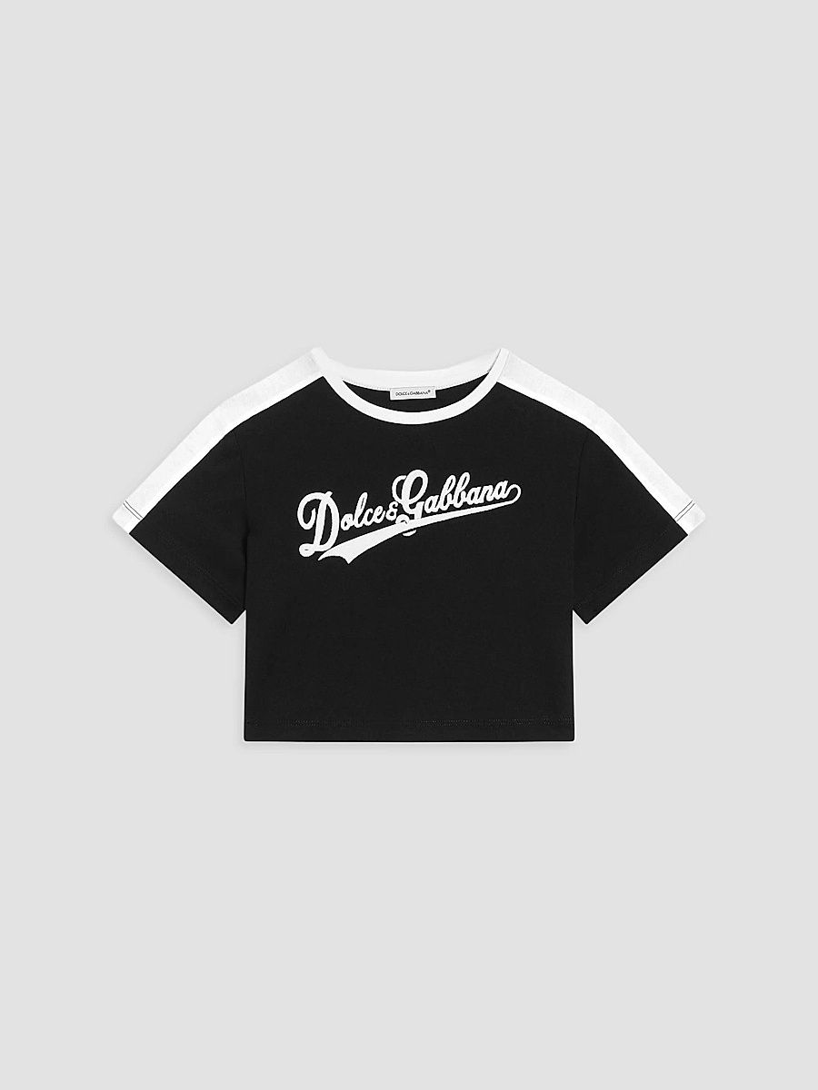 Dolce & Gabbana Girl's Girl's Logo Crop T-Shirt - Black - Size 10