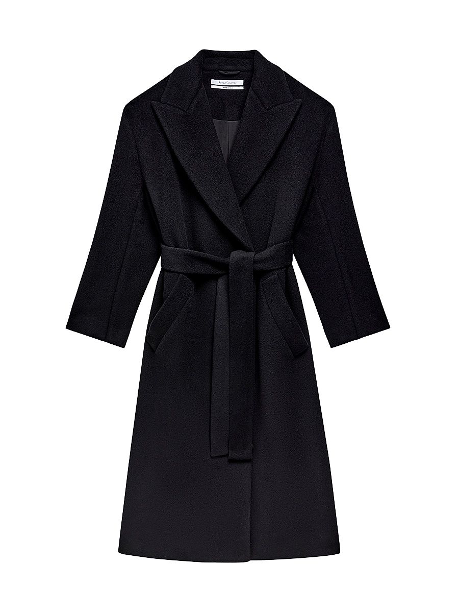Women's Double Breasted Wrap Coat - Black - Size XL