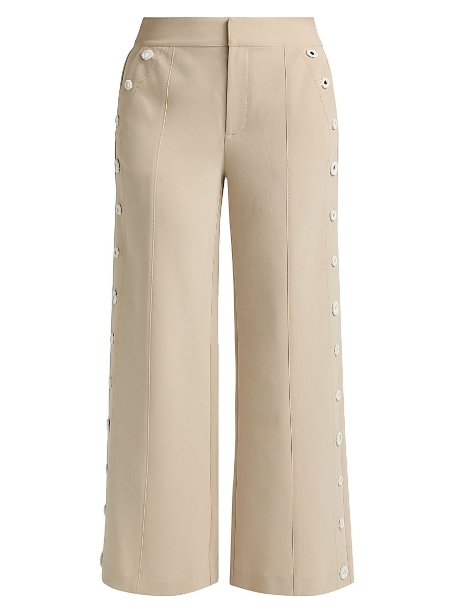 Women's Gilliana Crochet Mirrors Crop Pants - Khaki Ivory - Size 14