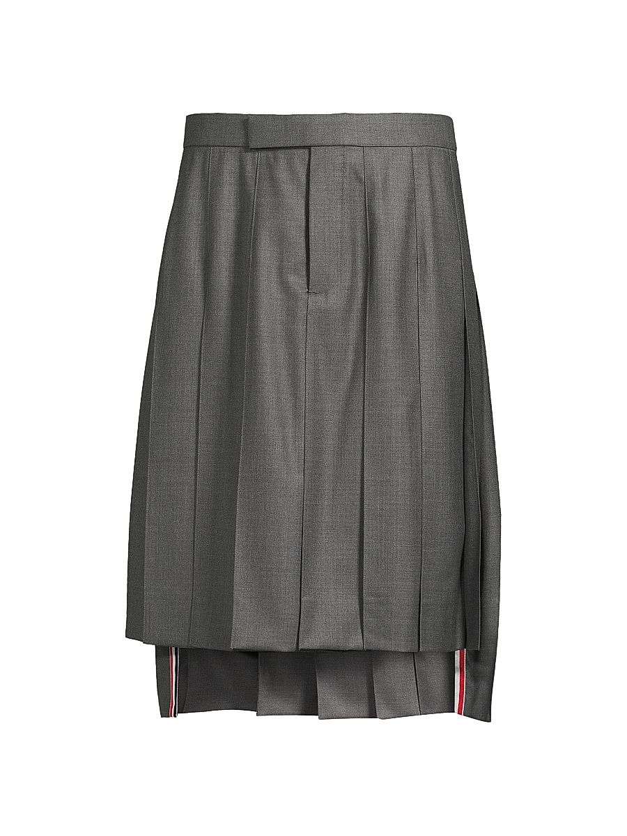Men's Pleated Wool Twill Skirt - Grey - Size XL