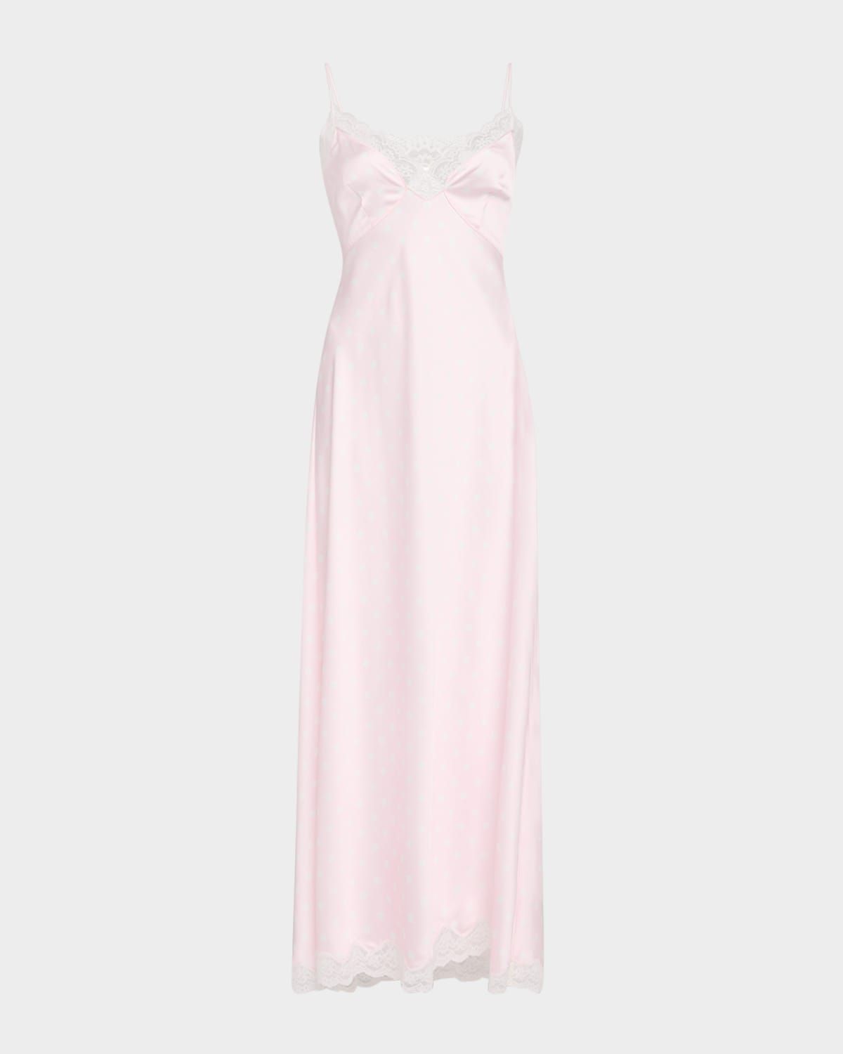 Manuela Satin Polka Dot Maxi Slip Dress