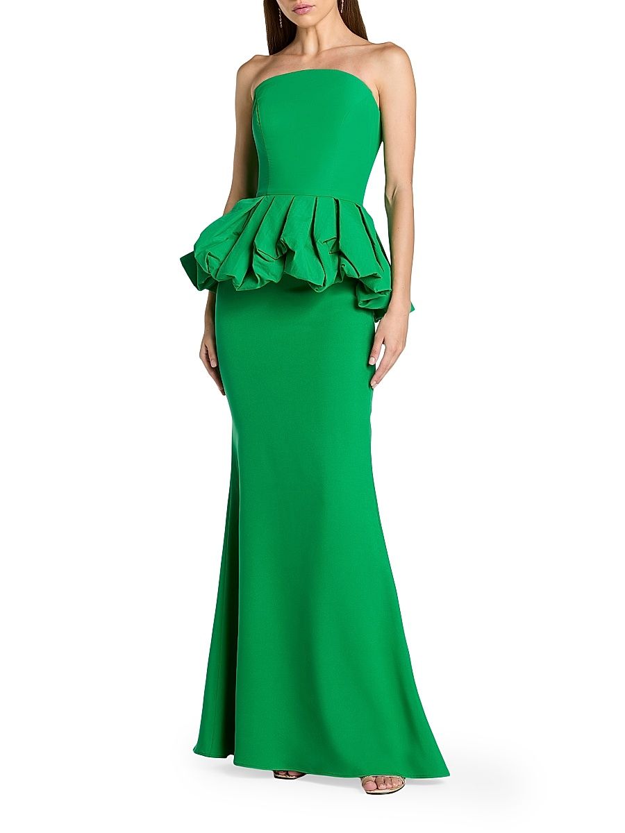 Women's Crêpe Strapless Trumpet Gown - Spring Green - Size 2