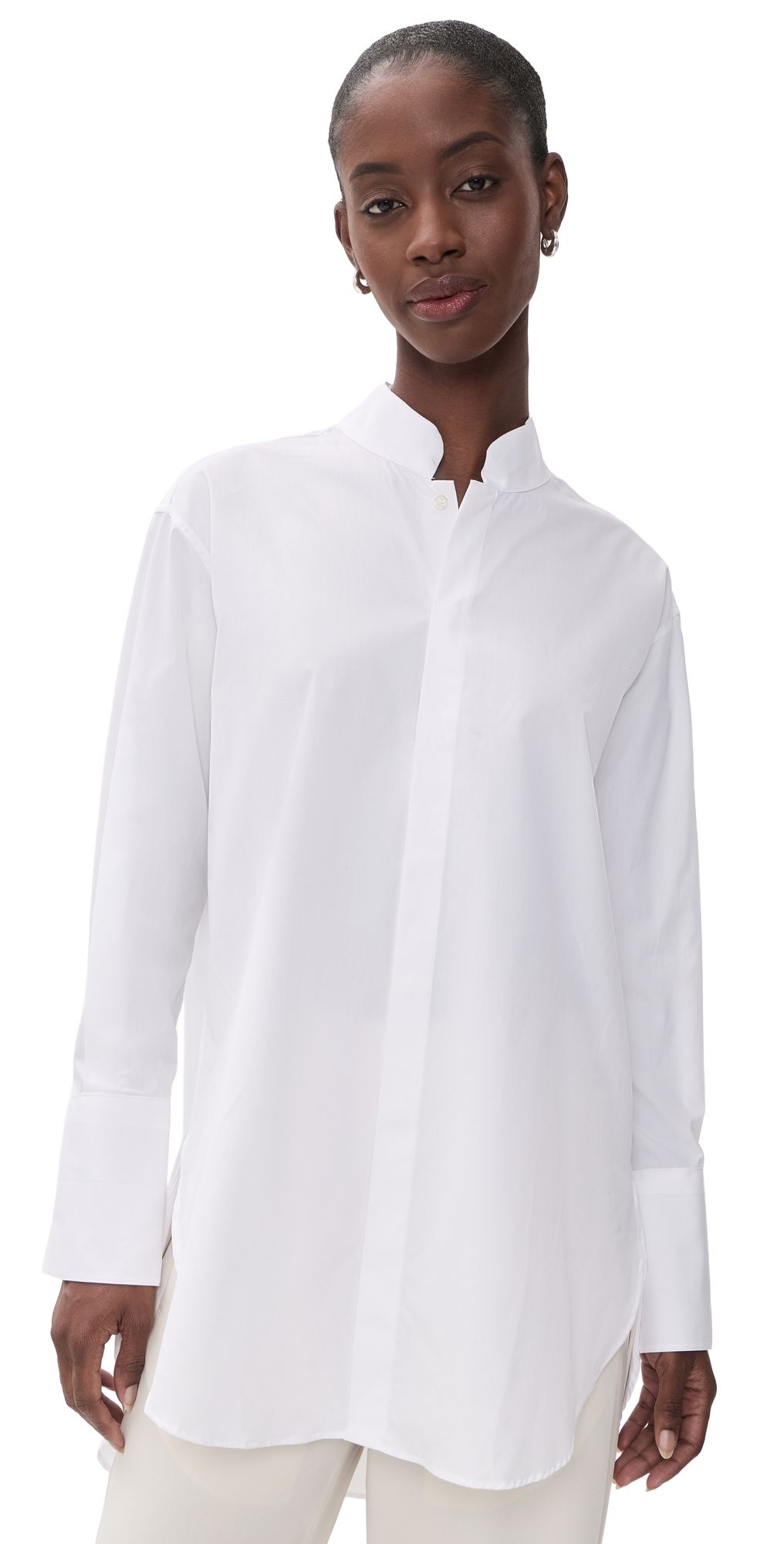 Comme Si Mandarin Collar Shirt White XL