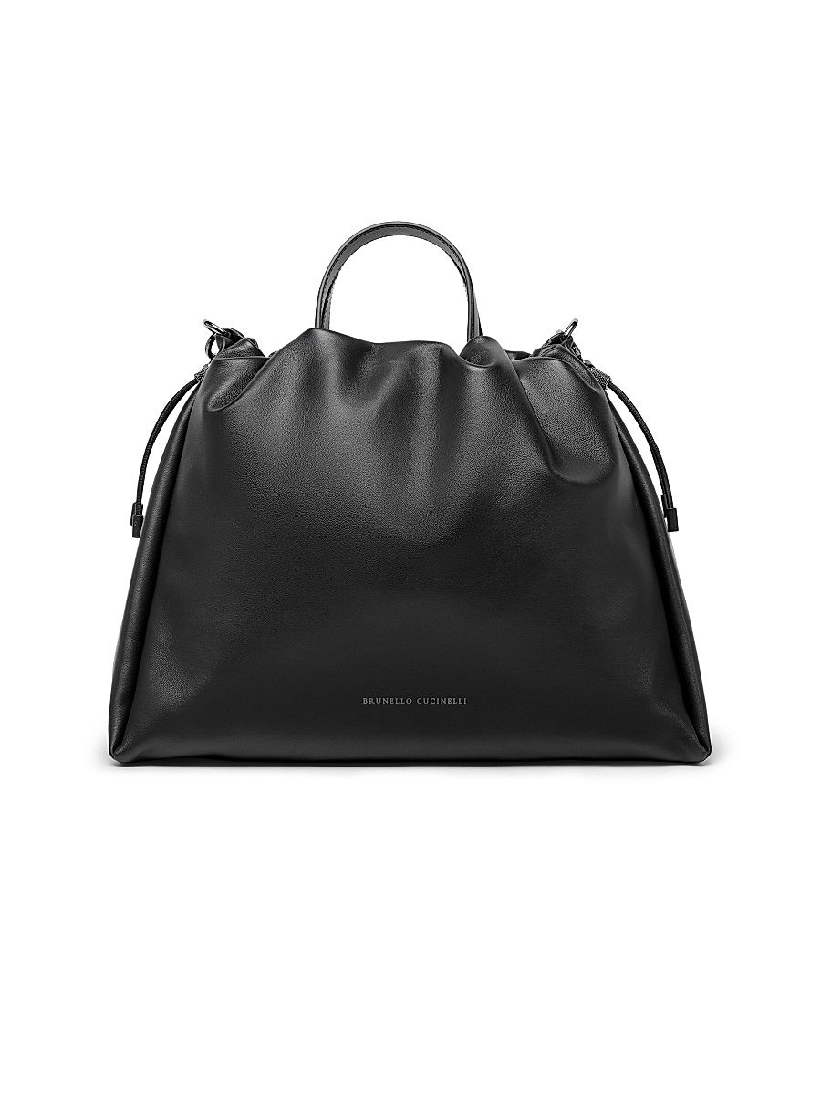 Women's Mellow Large Shopper Bag in Soft Leather - Black