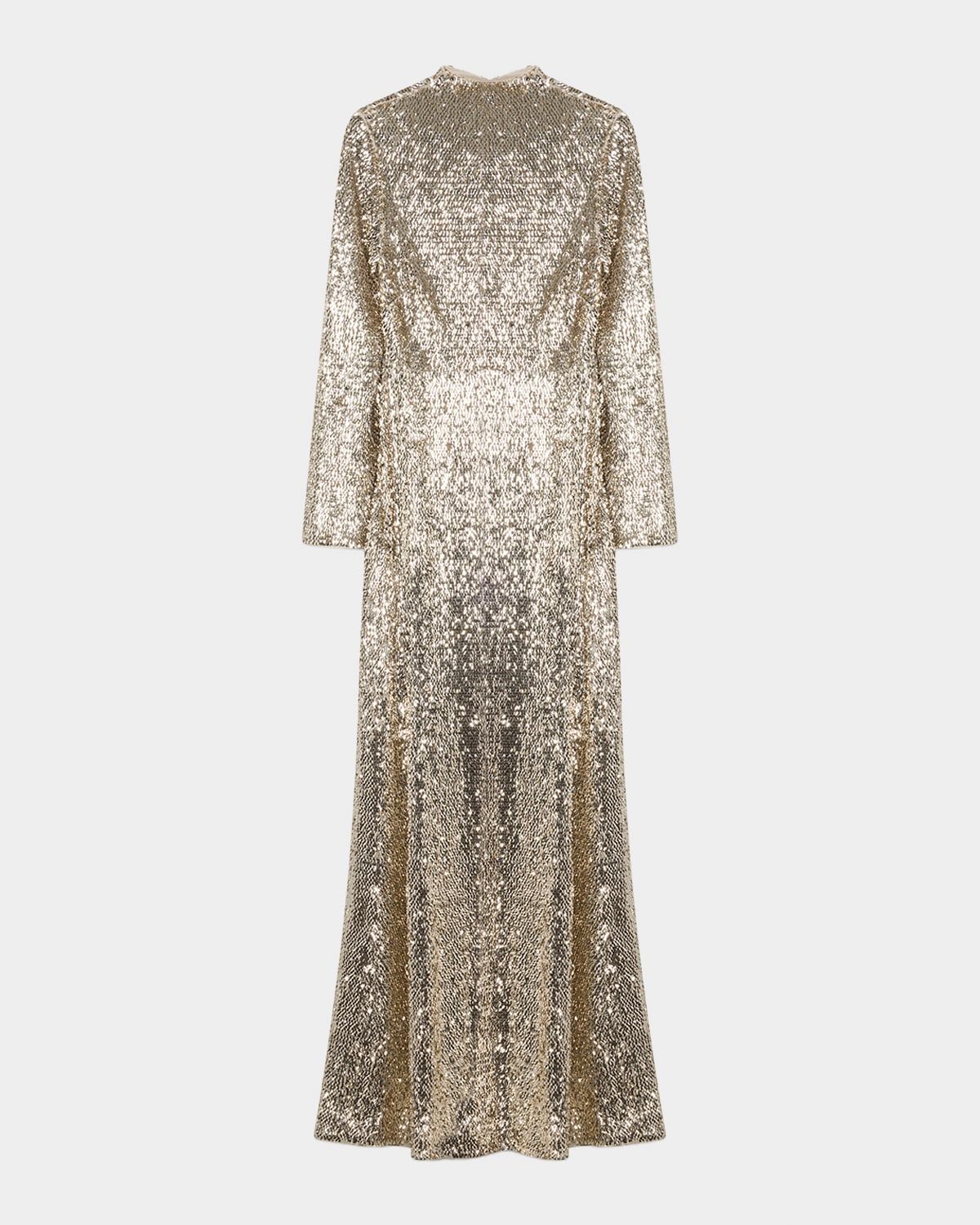 Beatrice Sequined Long-Sleeve Gown