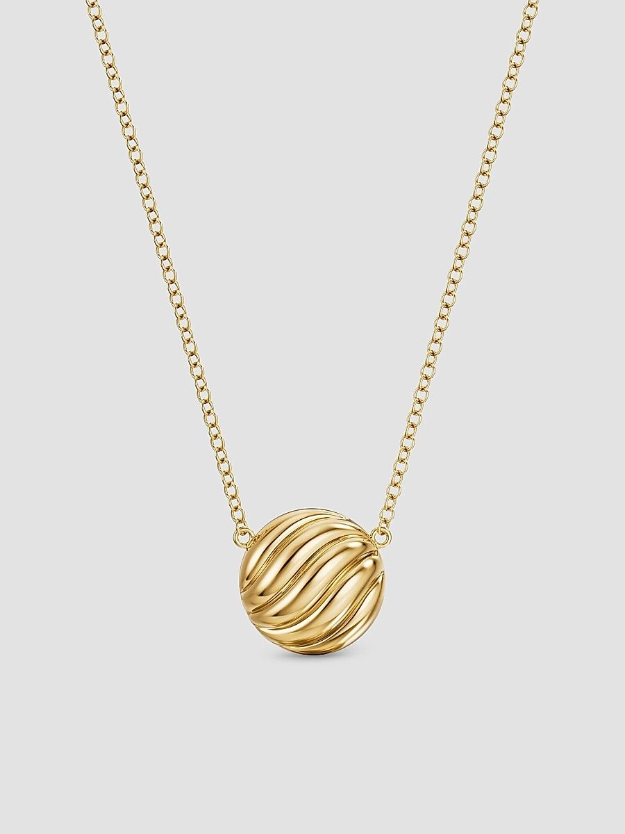Women's Sculpted Cable Pendant Necklace in 18K Yellow Gold, 10MM - Gold - Size 16