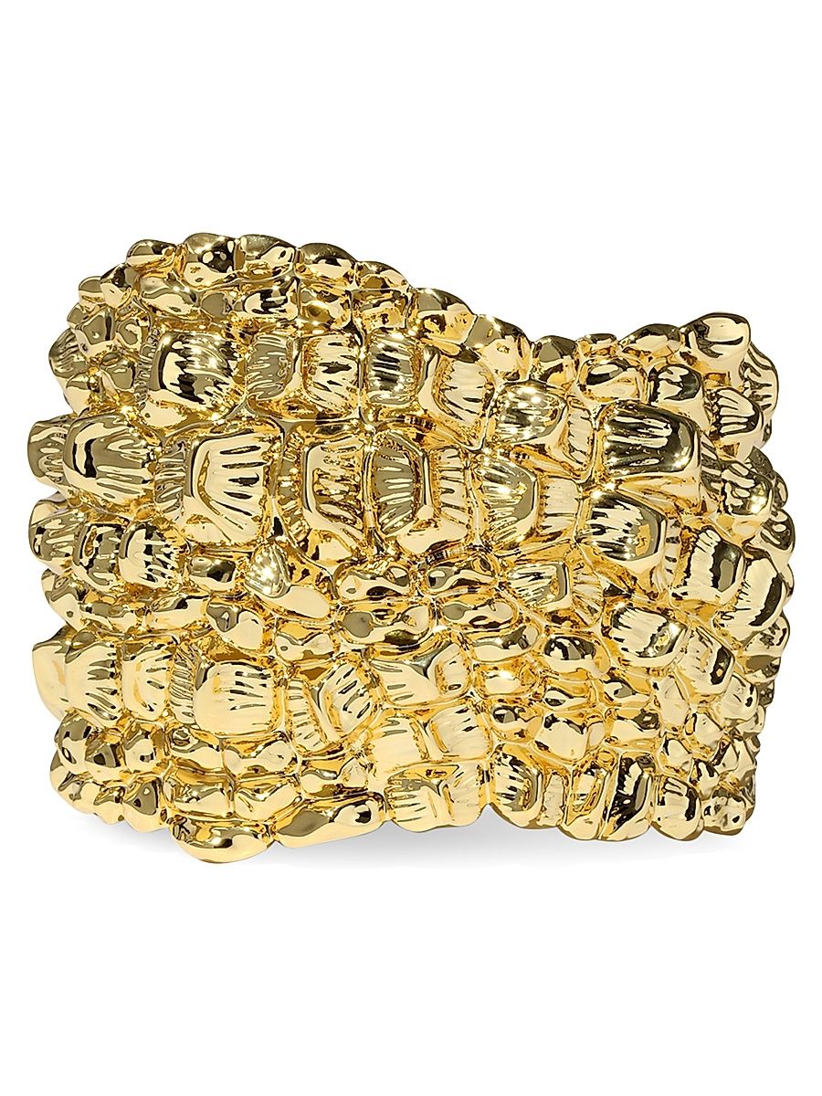 Women's Brut Croco 14K-Gold-Plated Wide Cuff - Gold