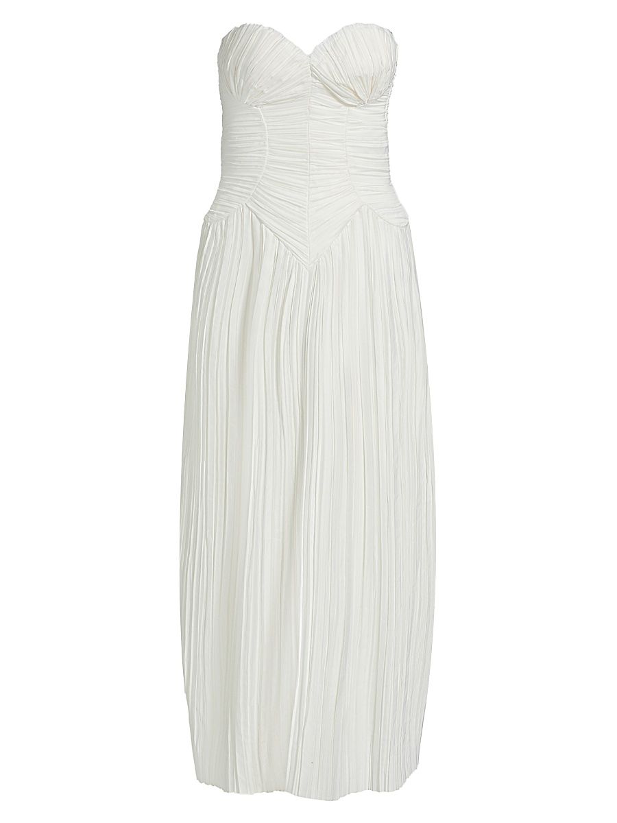 Women's Ashika Pleated Strapless Gown - Off White - Size 4