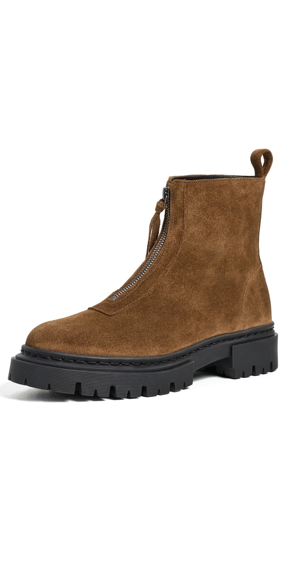 STAUD Miles Suede Zip Ankle Boots Cigar 41