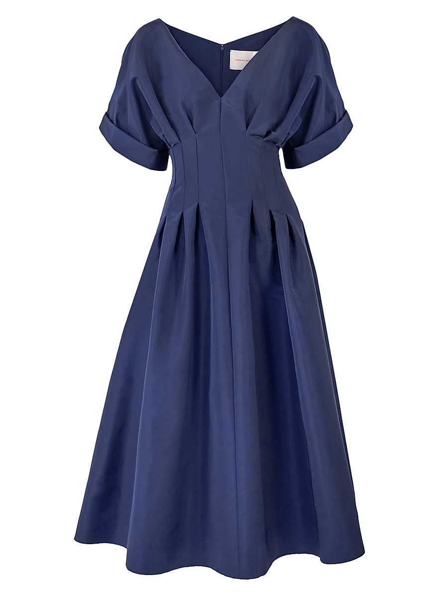 Women's Corset Silk V-Neck Cocktail Dress - Midnight - Size 14