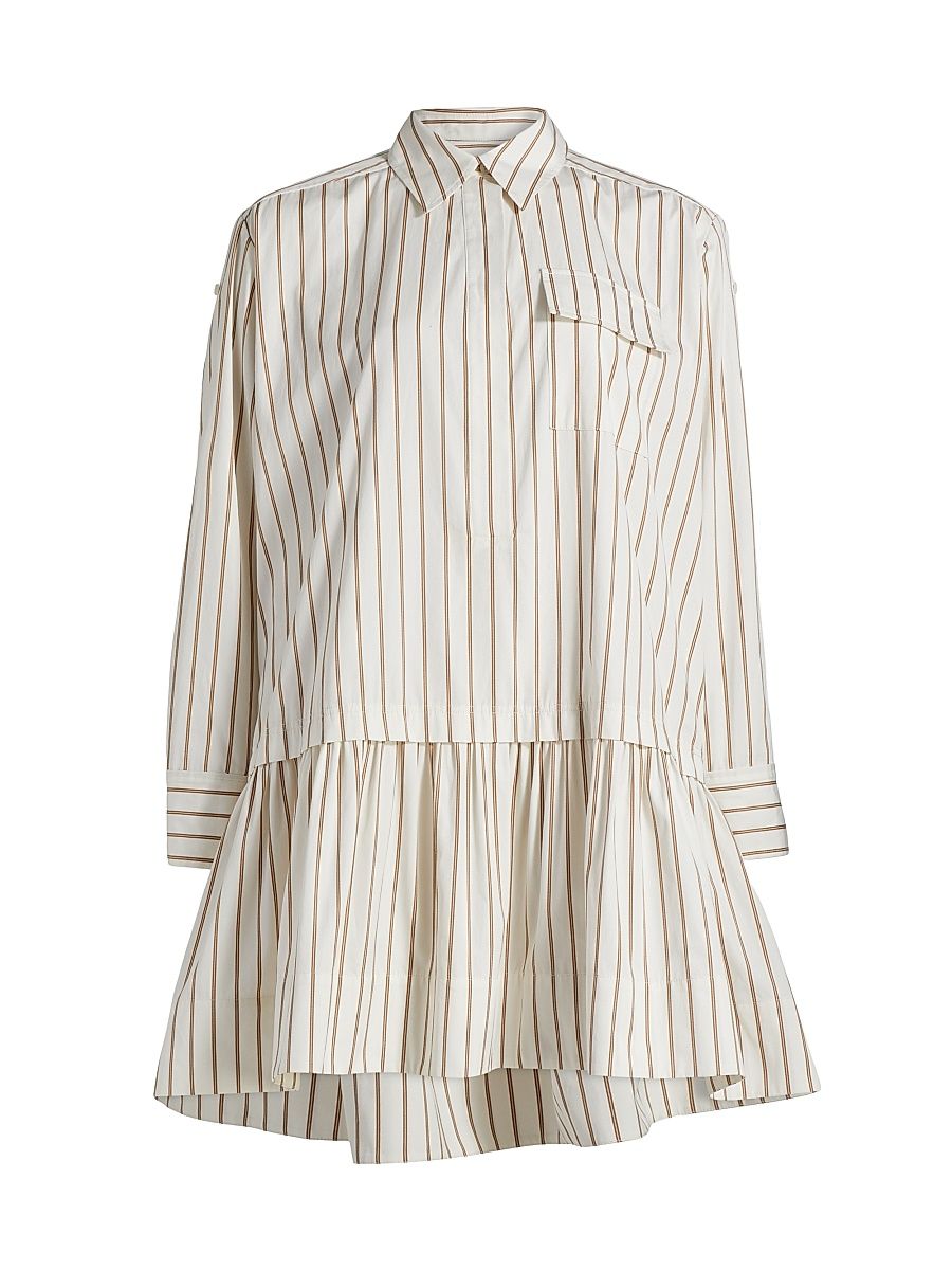 Women's Brooke Striped Cotton Shirtdress - Bone Lark - Size Large