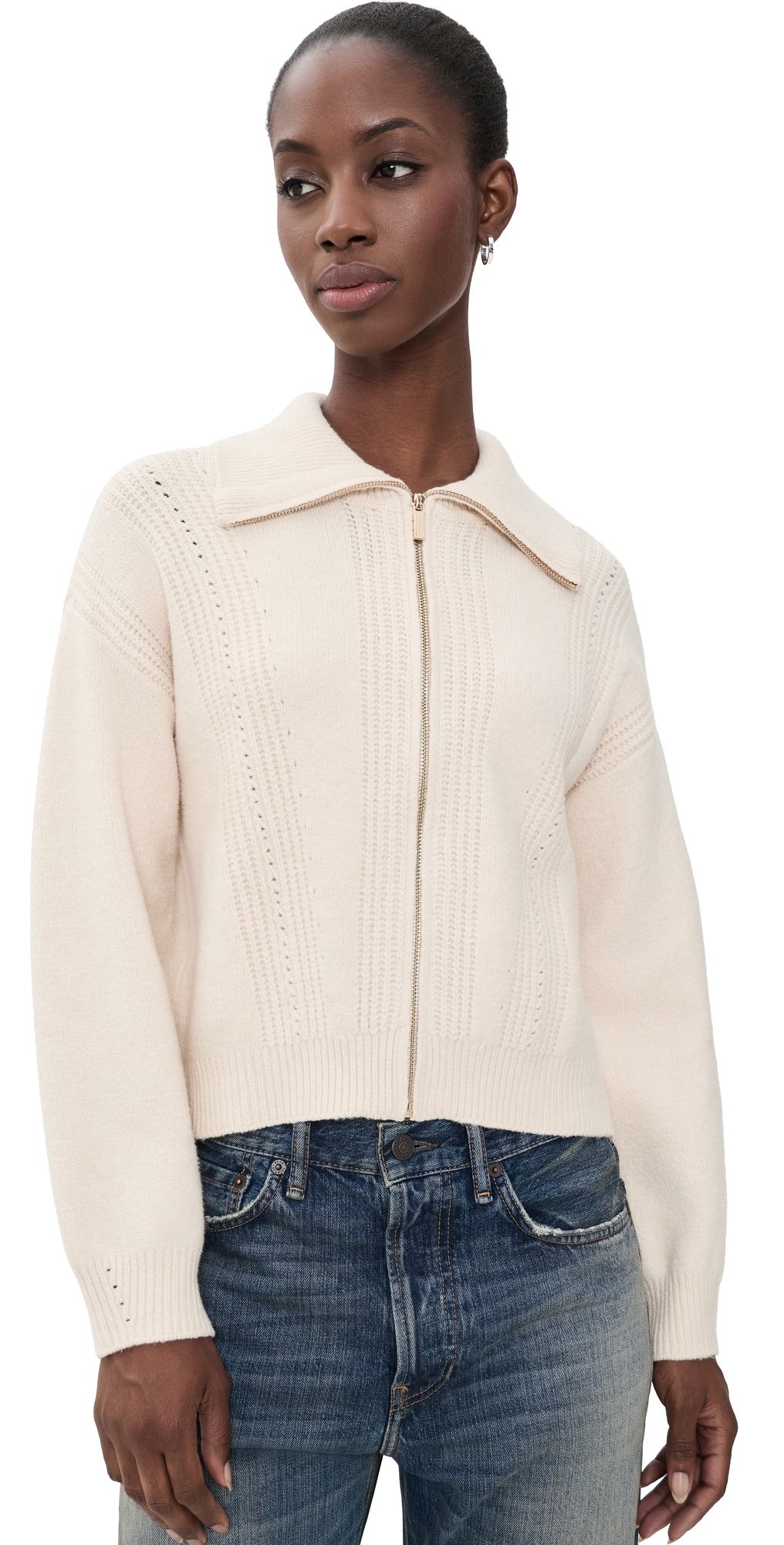Z Supply Silverlake Zip Cardigan Chalk XL