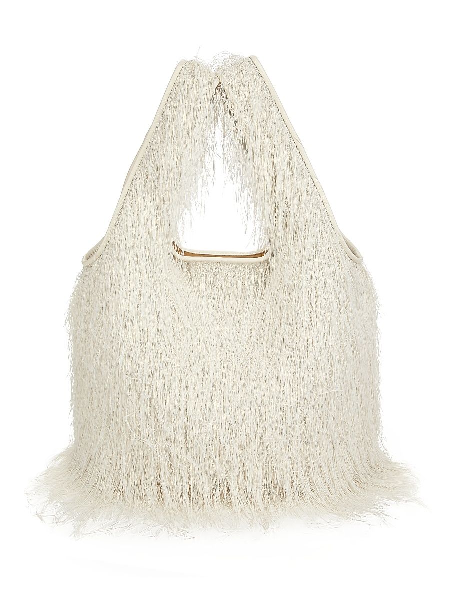 Women's Medium Fringed Shoulder Bag - Ivory