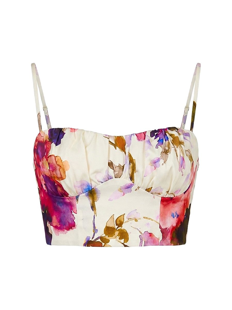 Women's Yulia Floral Bustier Crop Top - Watercolor Flora - Size 12