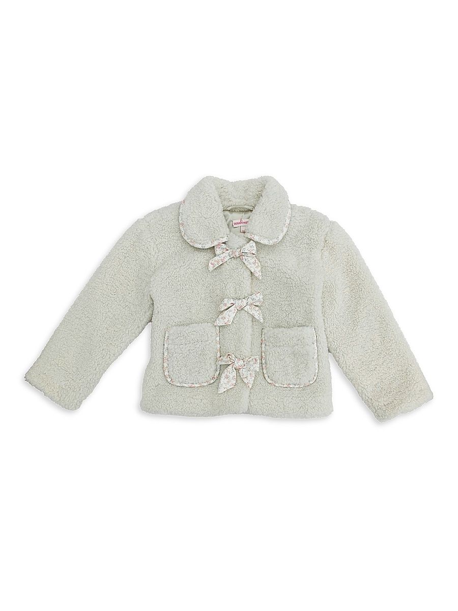Little Girl's Bow-Accent Sherpa Jacket - Beige - Size 3