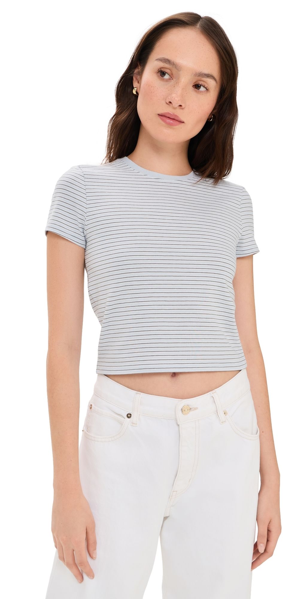 ATM Anthony Thomas Melillo Striped Baby Tee Cool Water Multi L