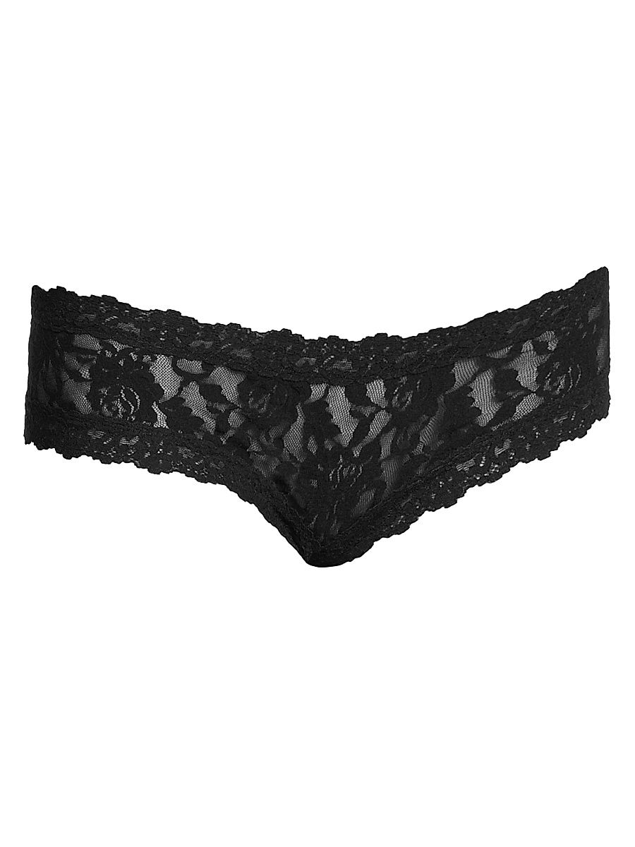 Women's Signature Lace Cheeky Crotchless Hipster - Black - Size Large