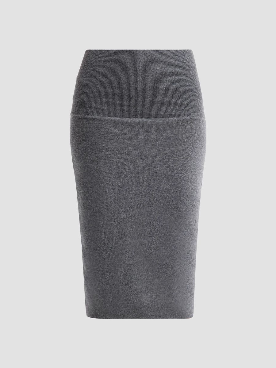 Stella McCartney Women's Wool Body-Con Midi Skirt - Dark Grey Melange - Size XS