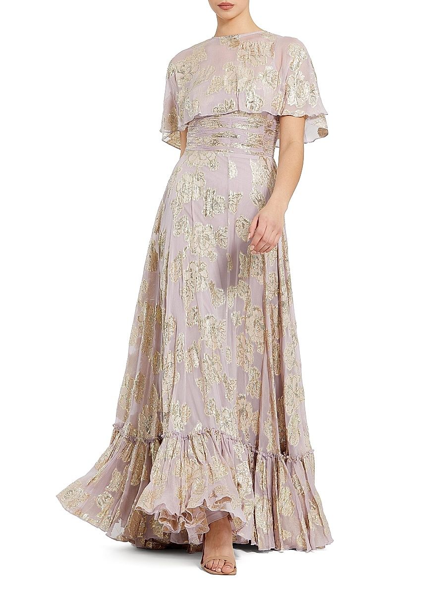 Women's Evening Floral A-Line Gown - Vintage Lilac - Size 16